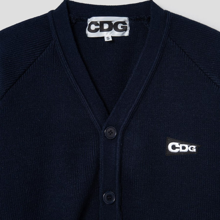 CDGCDGCDG Logo Patch Rib Stitch Cardigan – Navy