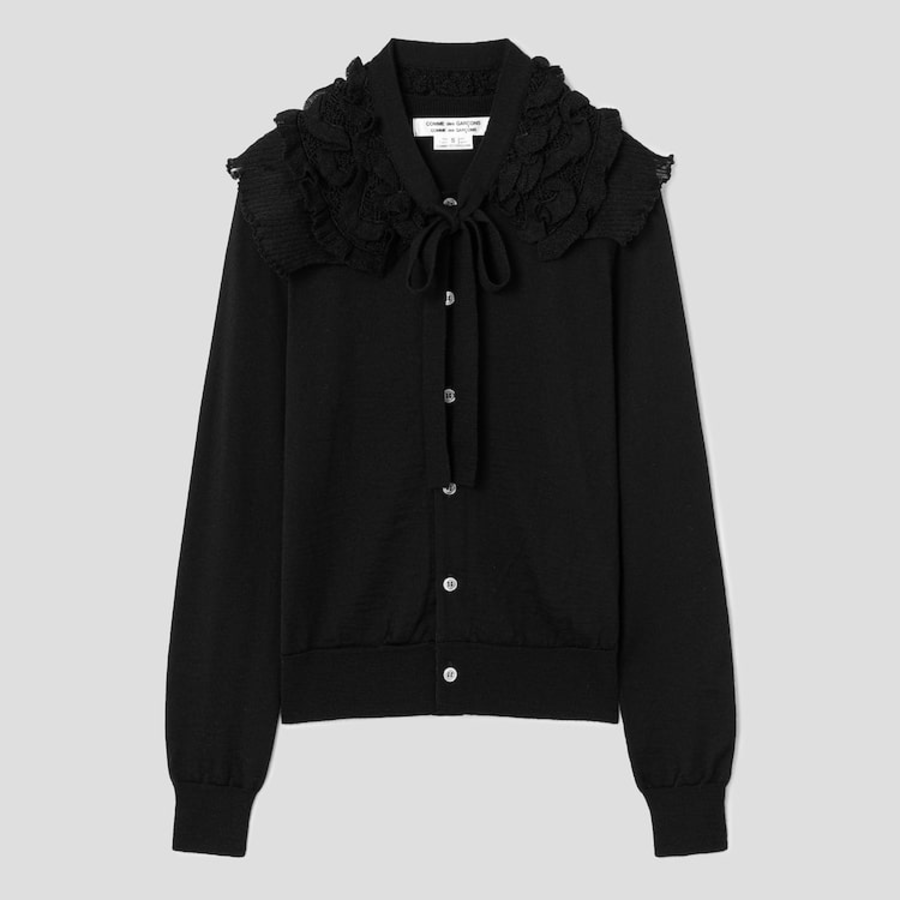 COMME des GARÇONS COMME des GARÇONS Wool Cardigan with Detachable Collar – Black
