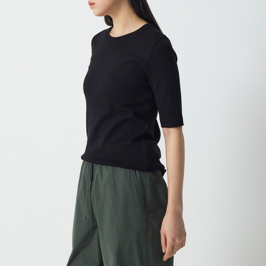 JAJU Pima Cotton Slim Fit 5bu T-Shirt – Black