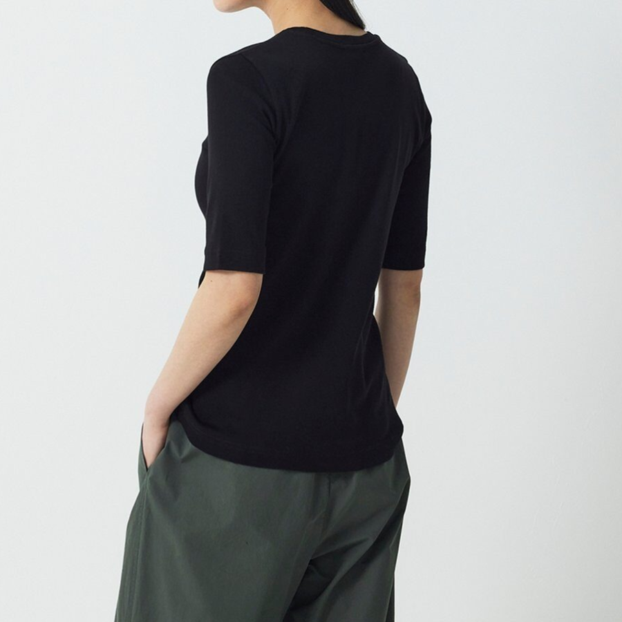 JAJU Pima Cotton Slim Fit 5bu T-Shirt – Black