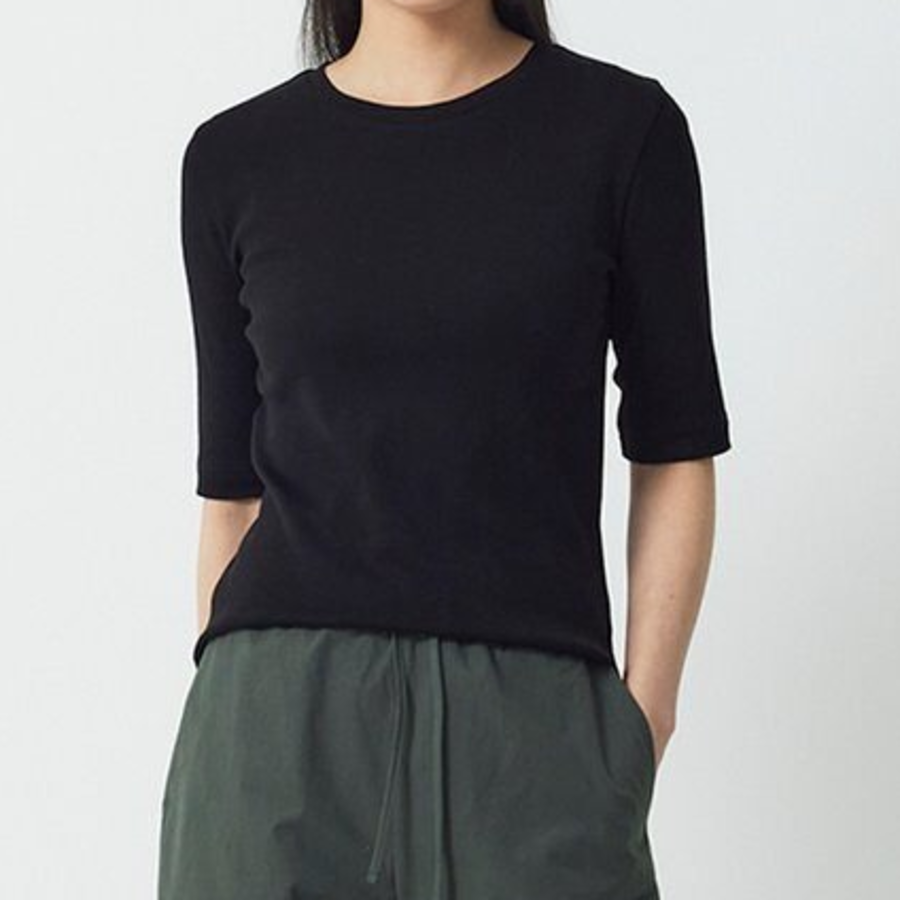 JAJU Pima Cotton Slim Fit 5bu T-Shirt – Black