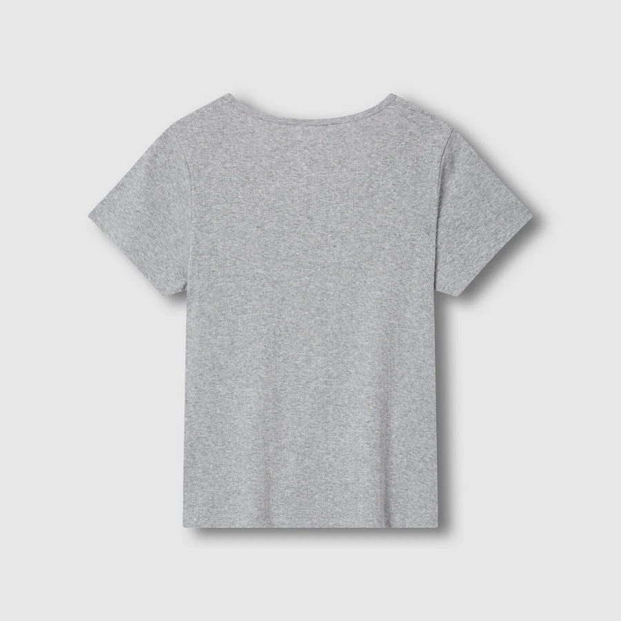 JAJU Pointelle Short Sleeve Lounge T-Shirt – Melange Grey