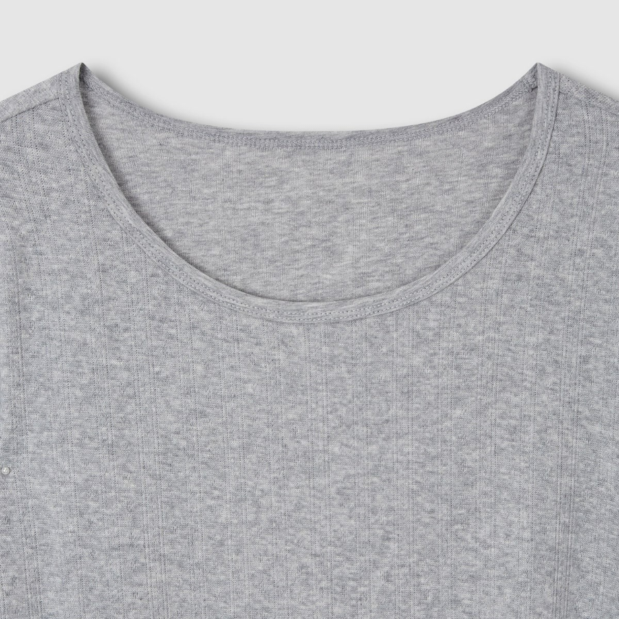 JAJU Pointelle Short Sleeve Lounge T-Shirt – Melange Grey