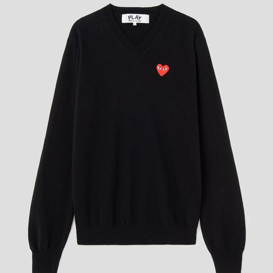 PLAY COMME des GARÇONS (Unisex) Red Heart Wappen Sweater – Black