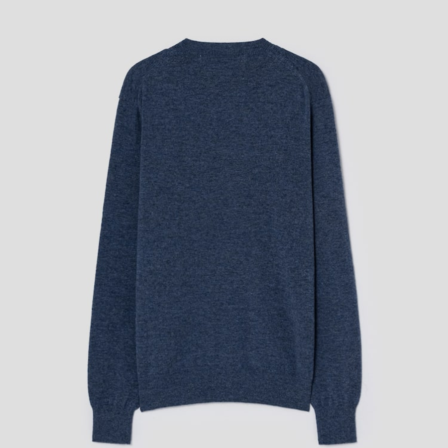 PLAY COMME des GARÇONS (Unisex) Pastel Sleeves Small Heart V-Neck Wool Knit – Navy