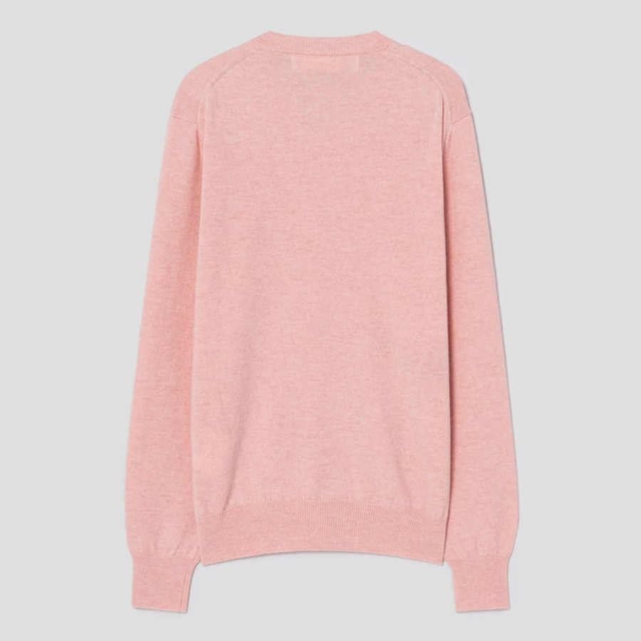 PLAY COMME des GARÇONS (Unisex) Pastel Sleeves Small Heart V-Neck Wool Knit – Light Pink