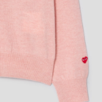 PLAY COMME des GARÇONS (Unisex) Pastel Sleeves Small Heart V-Neck Wool Knit – Light Pink