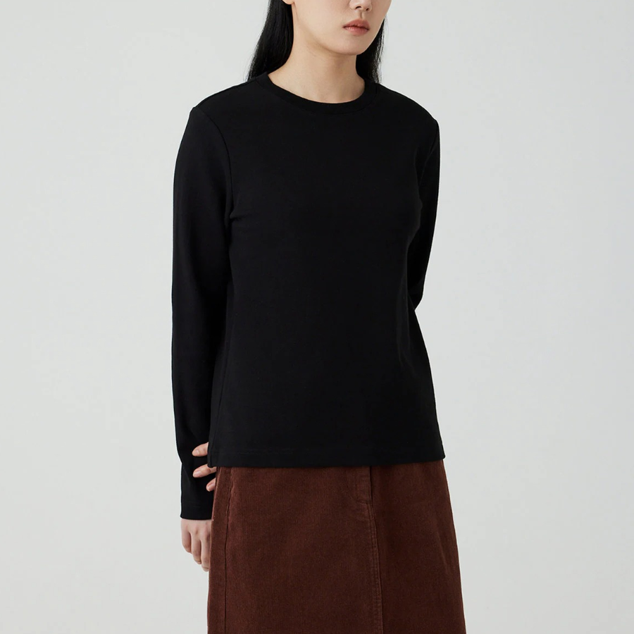 JAJU Heavy Cotton Long Sleeve T-Shirt – Black