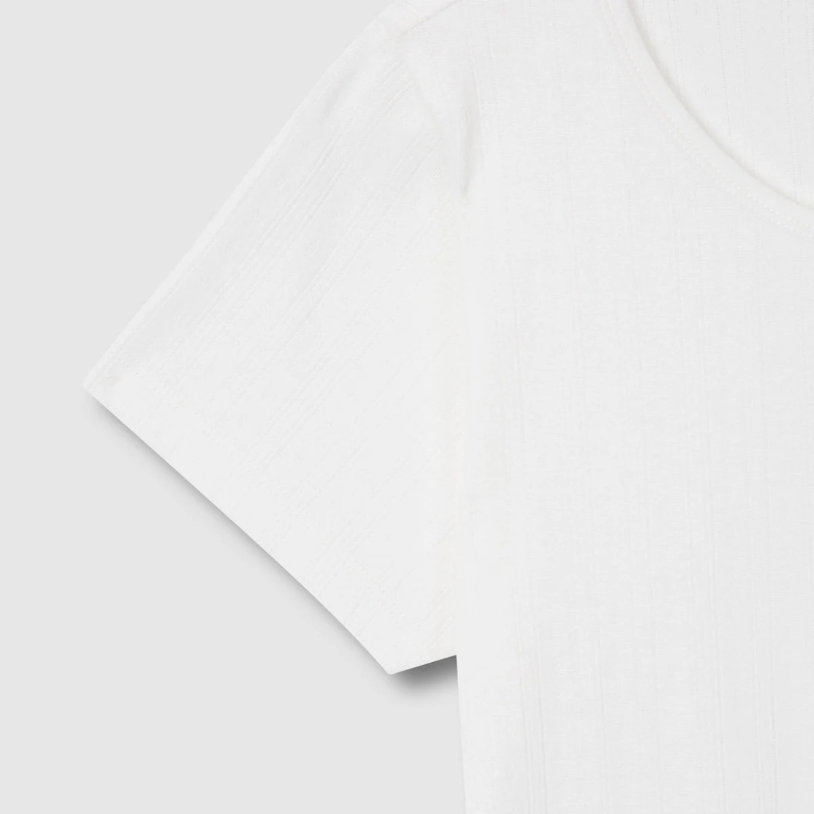 JAJU Pointelle Short Sleeve Lounge T-Shirt – White