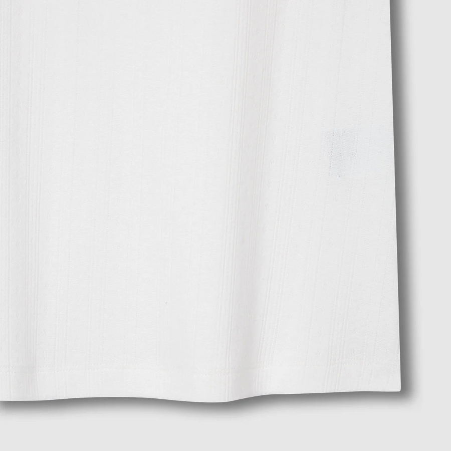 JAJU Pointelle Short Sleeve Lounge T-Shirt – White