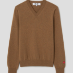 PLAY COMME DES GARÇONS (Women) Pastel Small Red Heart Wappen Sweater – Yellowish Brown