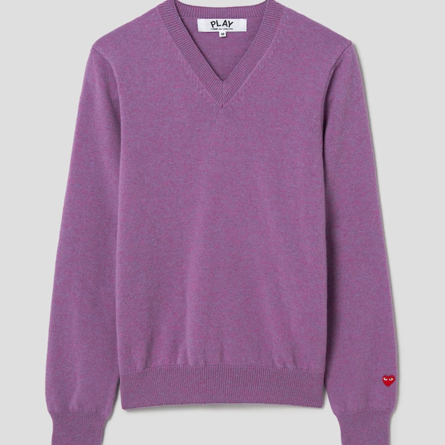 PLAY COMME DES GARÇONS (Women) Pastel Small Red Heart Wappen Sweater – Purple
