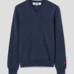 PLAY COMME DES GARÇONS (Women) Pastel Small Red Heart Wappen Sweater – Navy