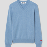 PLAY COMME DES GARÇONS (Women) Pastel Small Red Heart Wappen Sweater – Sky Blue