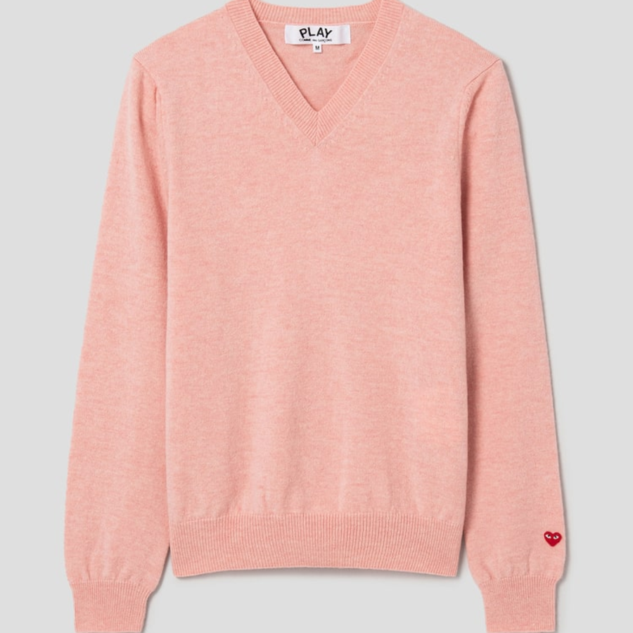 PLAY COMME DES GARÇONS (Women) Pastel Small Red Heart Wappen Sweater – Light Pink