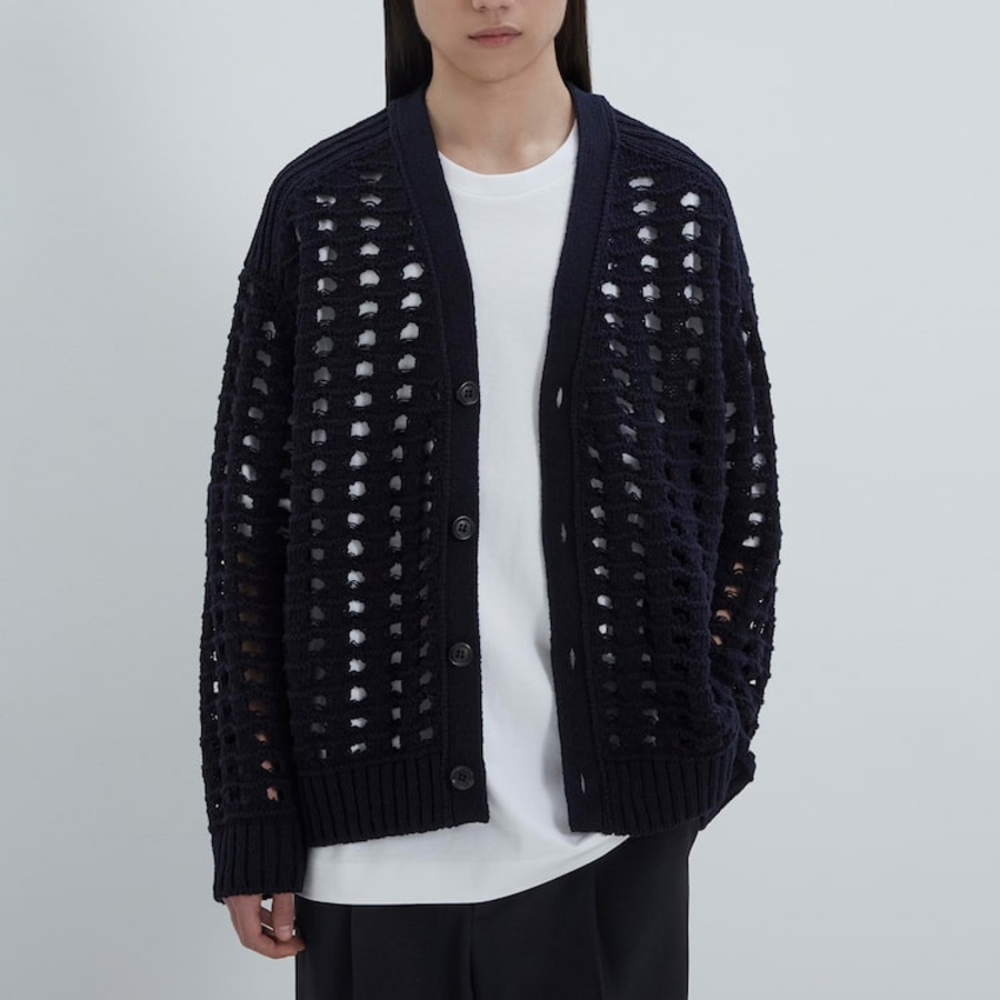 JUUN.J Net-Texture Cardigan – Black