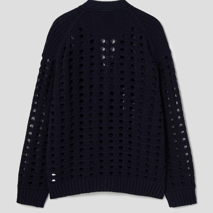 JUUN.J Net-Texture Cardigan – Black