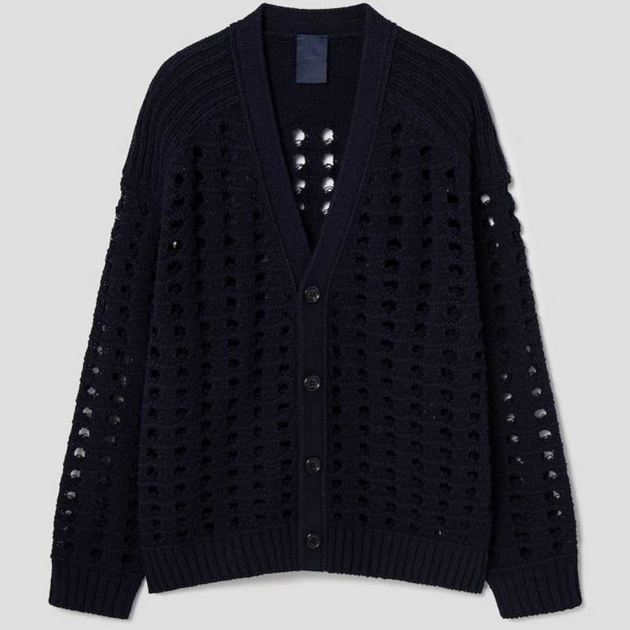JUUN.J Net-Texture Cardigan – Black