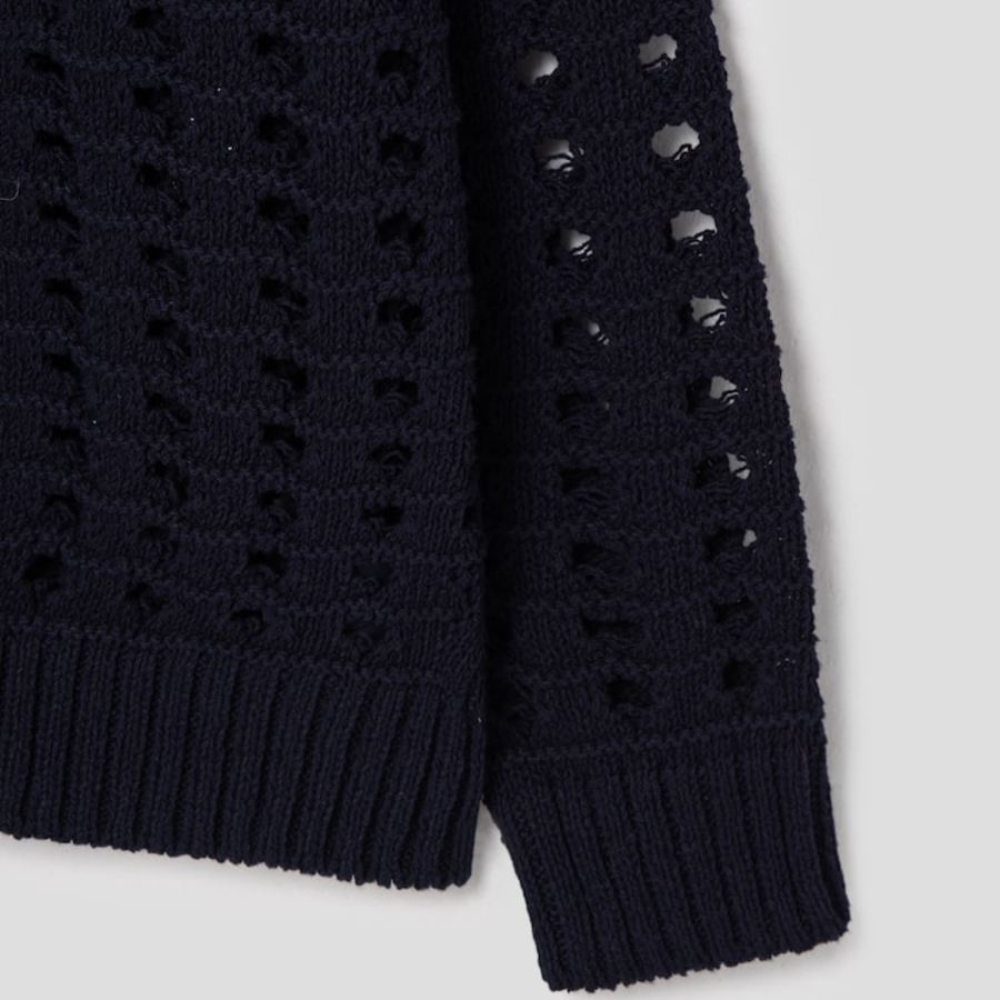 JUUN.J Net-Texture Cardigan – Black