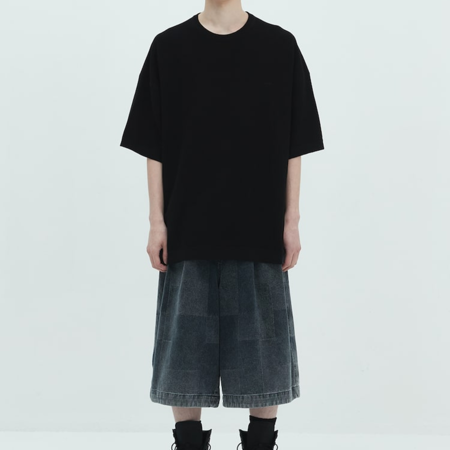 JUUN.J ARCHIVE Oversized Waffle Knit Short Sleeve – Black