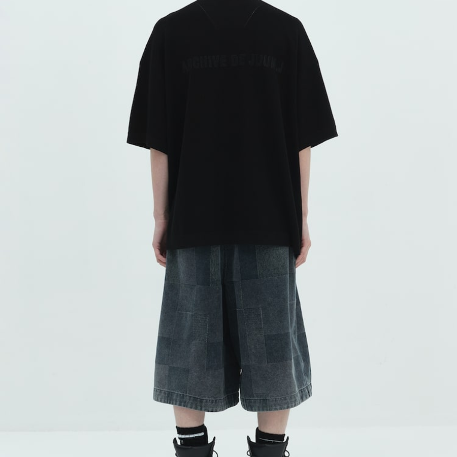 JUUN.J ARCHIVE Oversized Waffle Knit Short Sleeve – Black