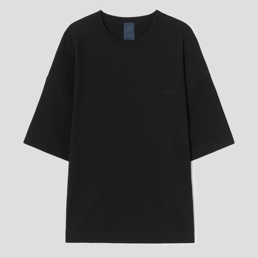 JUUN.J ARCHIVE Oversized Waffle Knit Short Sleeve – Black
