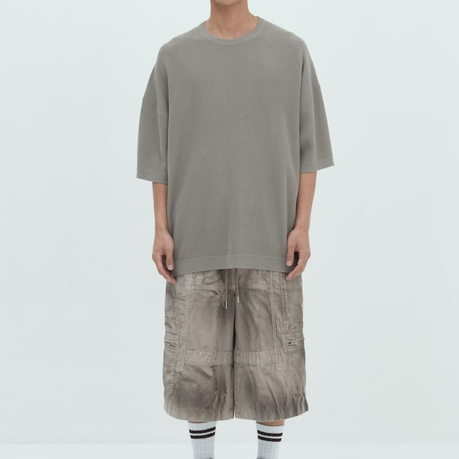 JUUN.J ARCHIVE Oversized Waffle Knit Short Sleeve – Beige