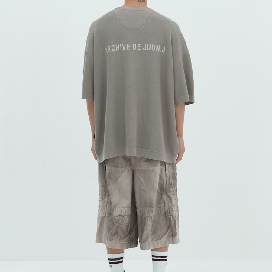 JUUN.J ARCHIVE Oversized Waffle Knit Short Sleeve – Beige