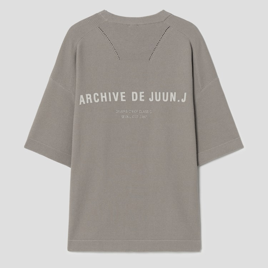 JUUN.J ARCHIVE Oversized Waffle Knit Short Sleeve – Beige