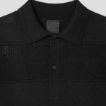 JUUN.J Mixed-Structure Sheer Terry Polo Knit – Black