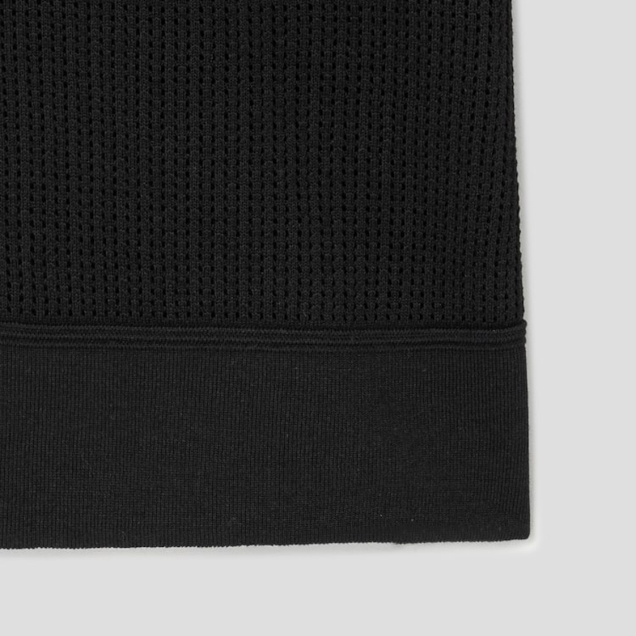 JUUN.J Mixed-Structure Sheer Terry Polo Knit – Black