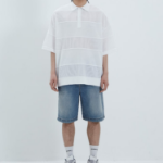 JUUN.J Mixed-Structure Sheer Terry Polo Knit – White