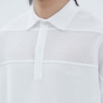 JUUN.J Mixed-Structure Sheer Terry Polo Knit – White