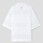 JUUN.J Mixed-Structure Sheer Terry Polo Knit – White