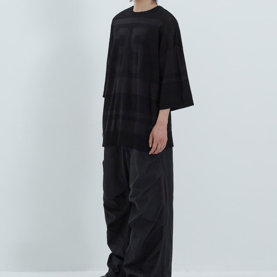 JUUN.J Numbered Stripe Knit Jumper – Black