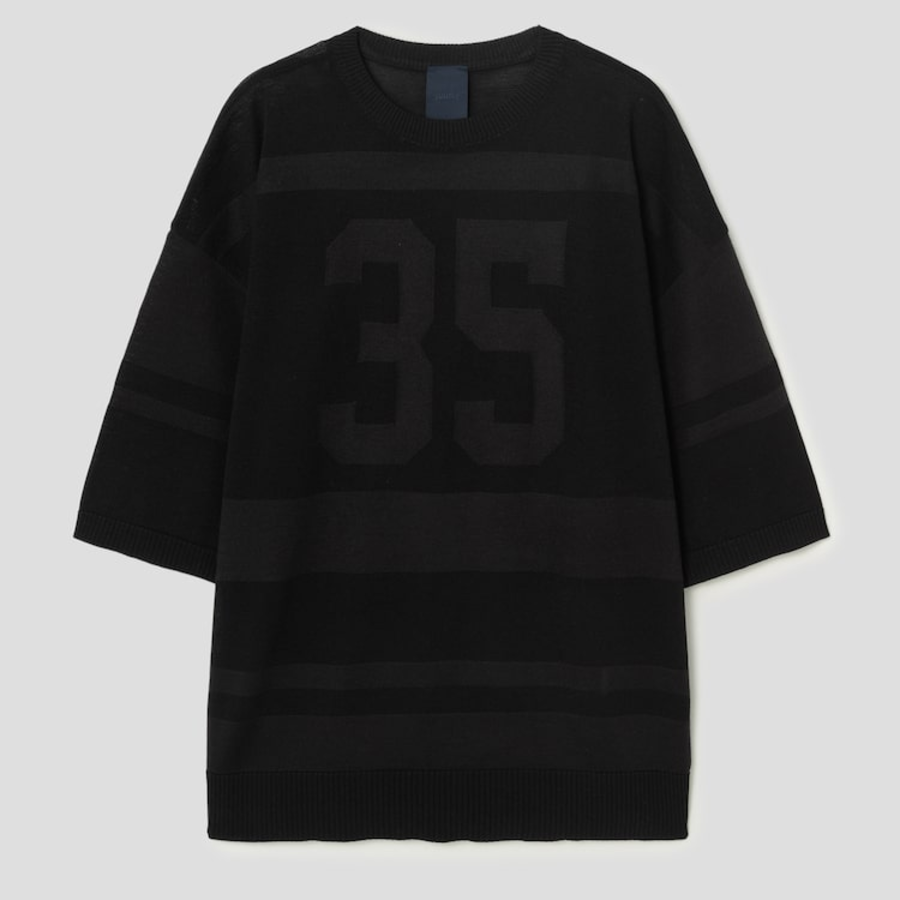 JUUN.J Numbered Stripe Knit Jumper – Black