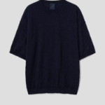 JUUN.J Crinkled Pullover Half Sleeve Knit – Navy