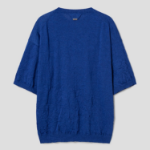 JUUN.J Crinkled Pullover Half Sleeve Knit – Blue