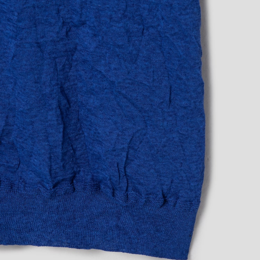JUUN.J Crinkled Pullover Half Sleeve Knit – Blue
