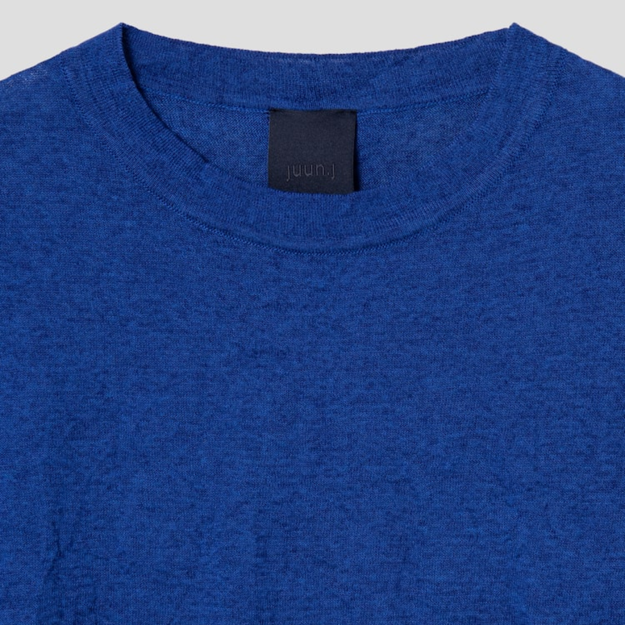 JUUN.J Crinkled Pullover Half Sleeve Knit – Blue