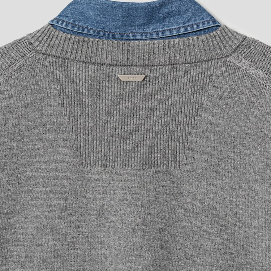 JUUN.J [CORE] Denim Panel Sweater – Light Grey