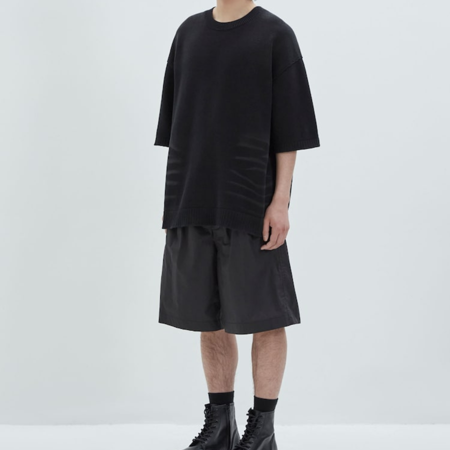 JUUN.J Dyed Cotton Half Sleeve Knit – Black