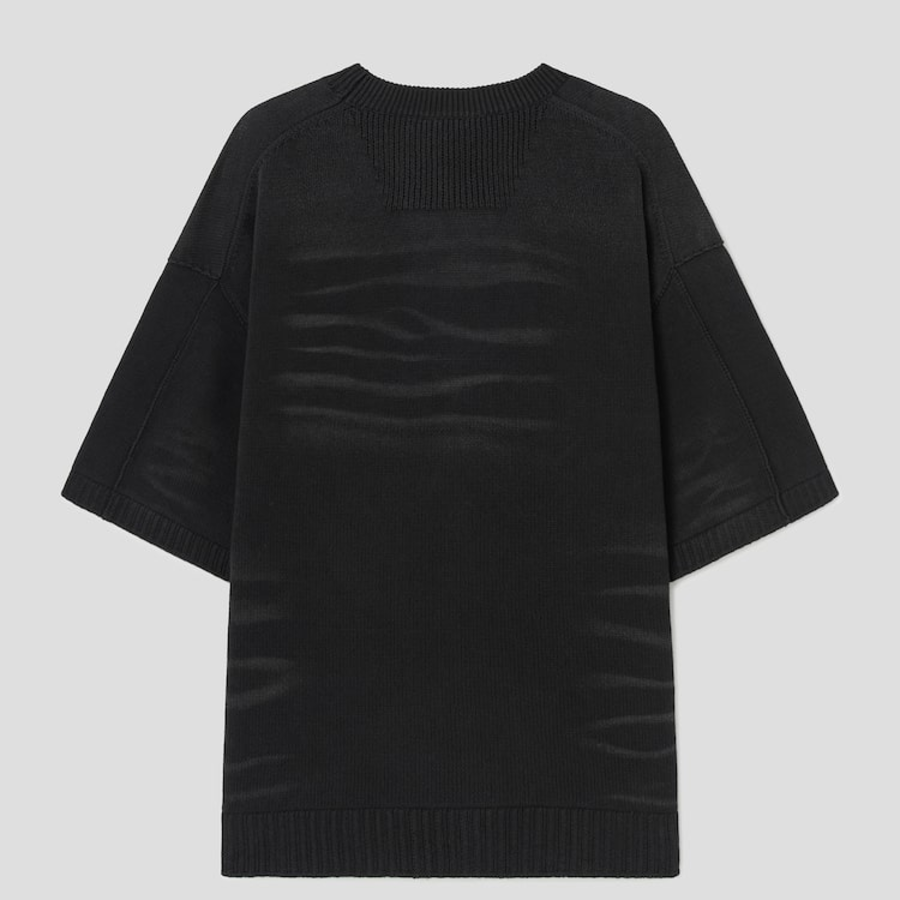 JUUN.J Dyed Cotton Half Sleeve Knit – Black