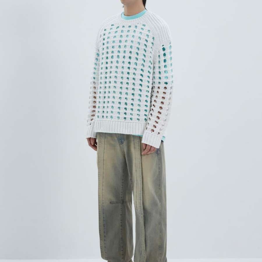 JUUN.J Net Texture Pullover – White