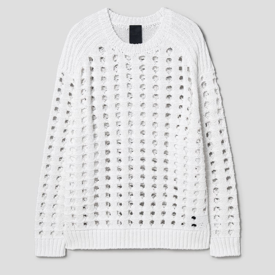 JUUN.J Net Texture Pullover – White