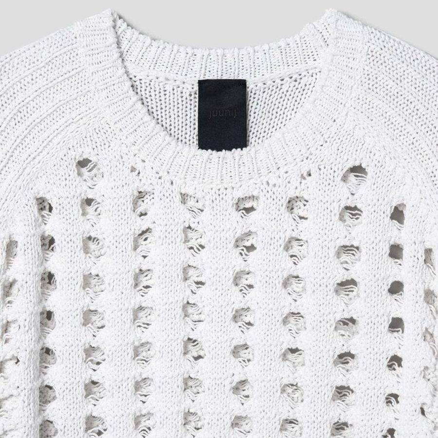 JUUN.J Net Texture Pullover – White