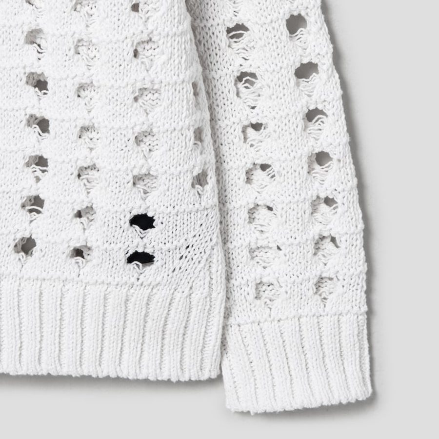 JUUN.J Net Texture Pullover – White