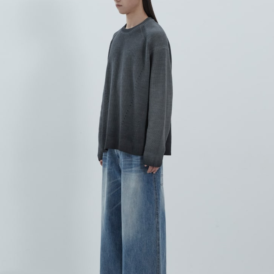 JUUN.J Cotton Dyed Pullover Sweater – Grey