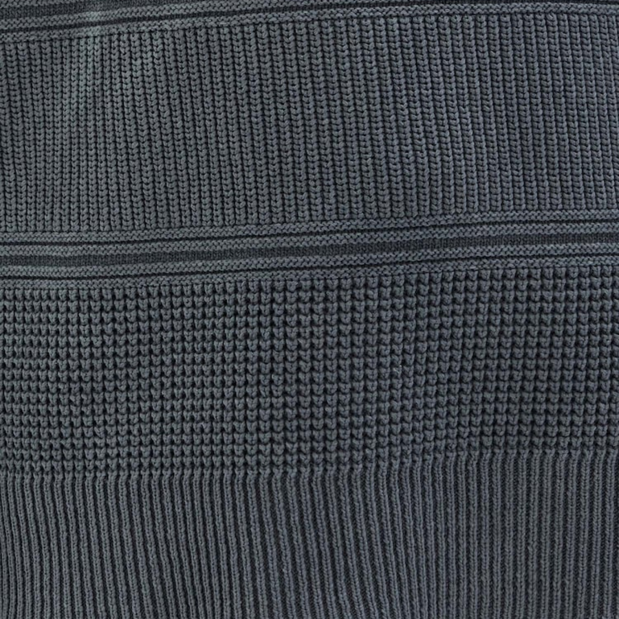 JUUN.J Mixed Texture Stripe Dyed Pullover Sweater – Ash