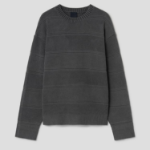 JUUN.J Mixed Texture Stripe Dyed Pullover Sweater – Ash